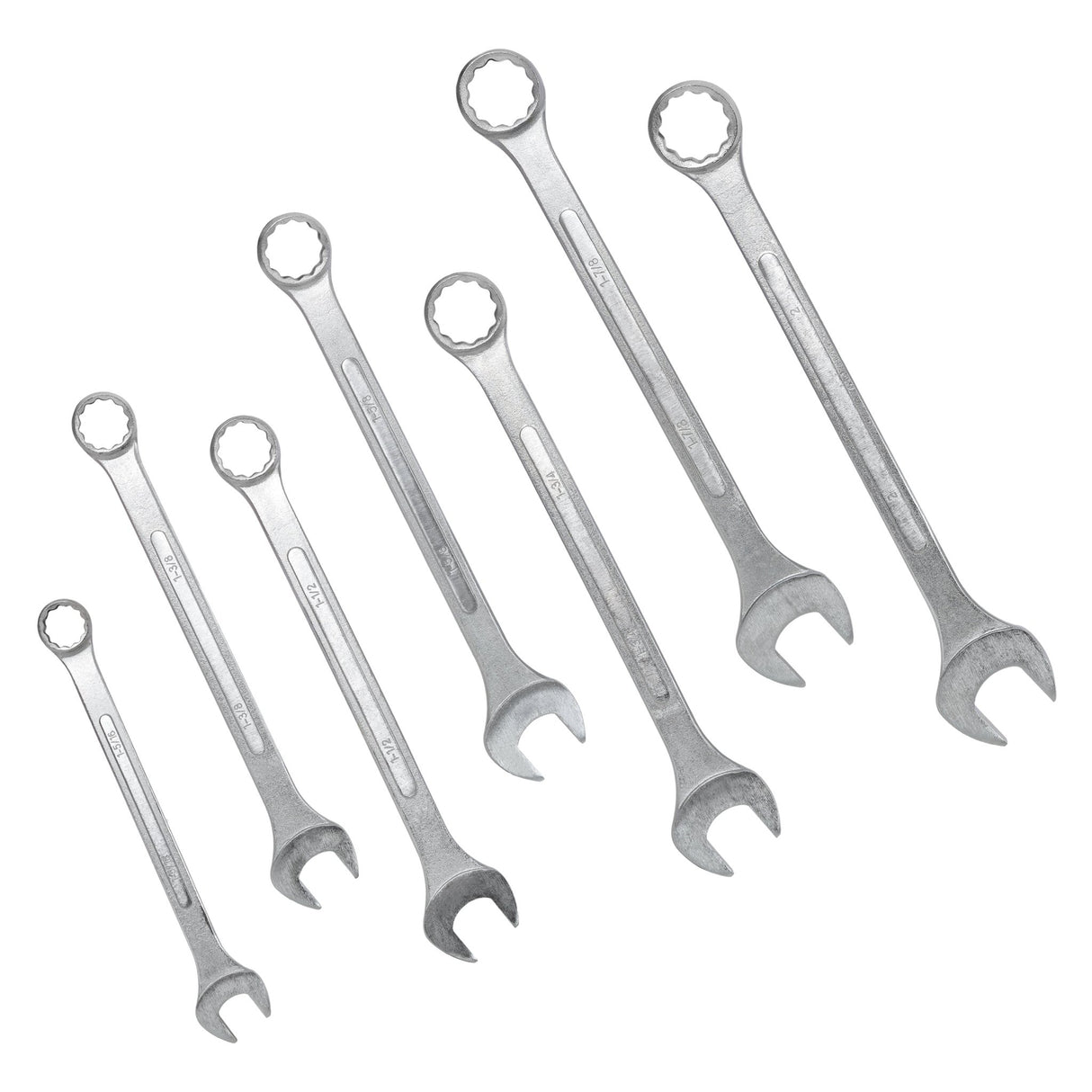7 PCS SAE Jumbo Combination Wrench Set Extra Large, SAE 1-5/16", 1-3/8", 1-1/2", 1-5/8", 1-3/4", 1-7/8", 2" - Chrome Plated - Fab Heavy Parts