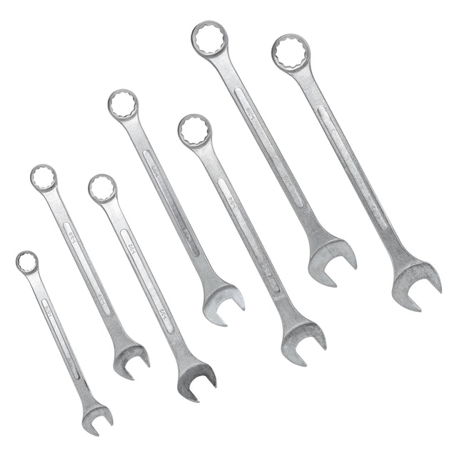 7 PCS SAE Jumbo Combination Wrench Set Extra Large, SAE 1-5/16", 1-3/8", 1-1/2", 1-5/8", 1-3/4", 1-7/8", 2" - Chrome Plated - Fab Heavy Parts