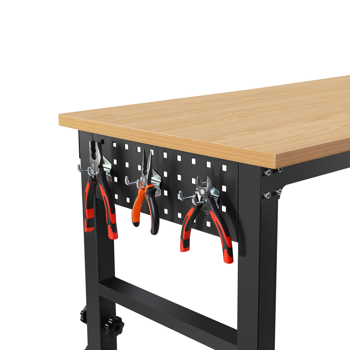 72" ×24'' Adjustable Workbench Heavy - Duty with Power Outlet and Wheels Rubber Wood Top Large Load Capacity - Fab Heavy Parts