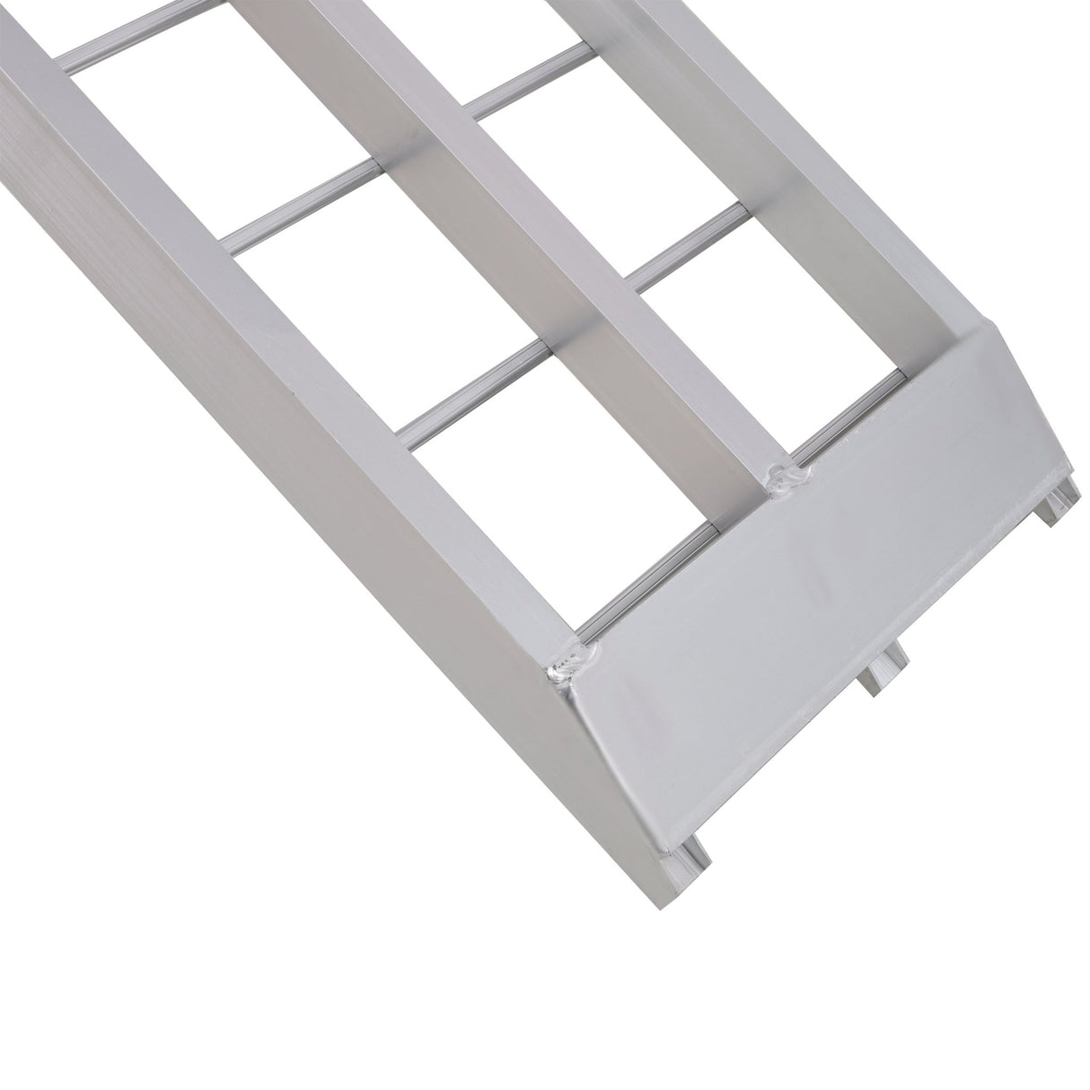 7.5FT 1 Pair Aluminum Loading Ramps with Safety Straps 1500 Lbs Capacity Per Pair - Silver - Fab Heavy Parts