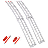 7.5FT 1 Pair Aluminum Loading Ramps with Safety Straps 1500 Lbs Capacity Per Pair - Silver - Fab Heavy Parts