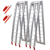 7.5FT 1 Pair Aluminum Loading Ramps with Safety Straps 1500 Lbs Capacity Per Pair - Silver - Fab Heavy Parts