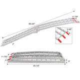 7.5FT 1 Pair Aluminum Loading Ramps with Safety Straps 1500 Lbs Capacity Per Pair - Silver - Fab Heavy Parts