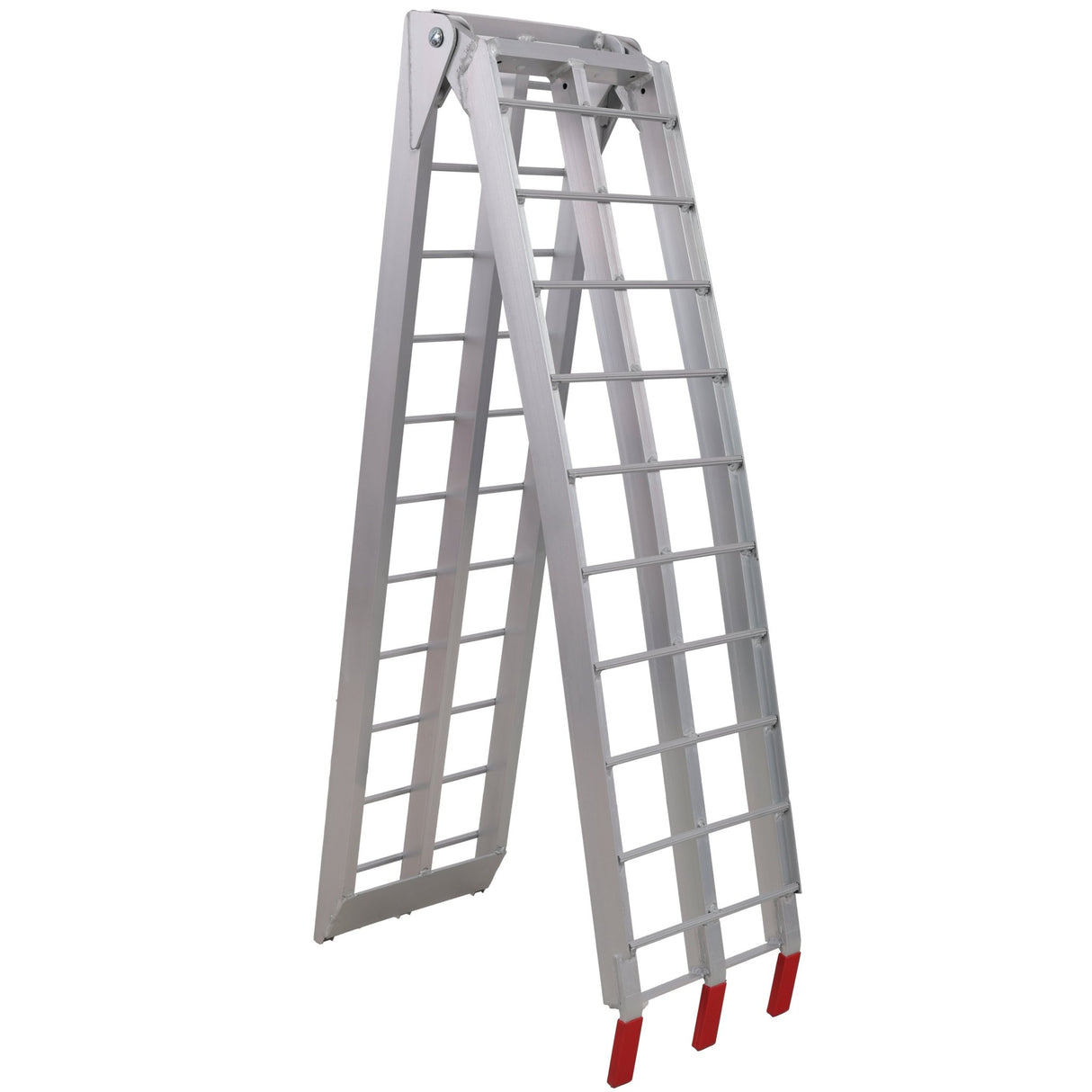 7.5FT 1 Pair Aluminum Loading Ramps with Safety Straps 1500 Lbs Capacity Per Pair - Silver - Fab Heavy Parts