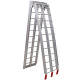 7.5FT 1 Pair Aluminum Loading Ramps with Safety Straps 1500 Lbs Capacity Per Pair - Silver - Fab Heavy Parts