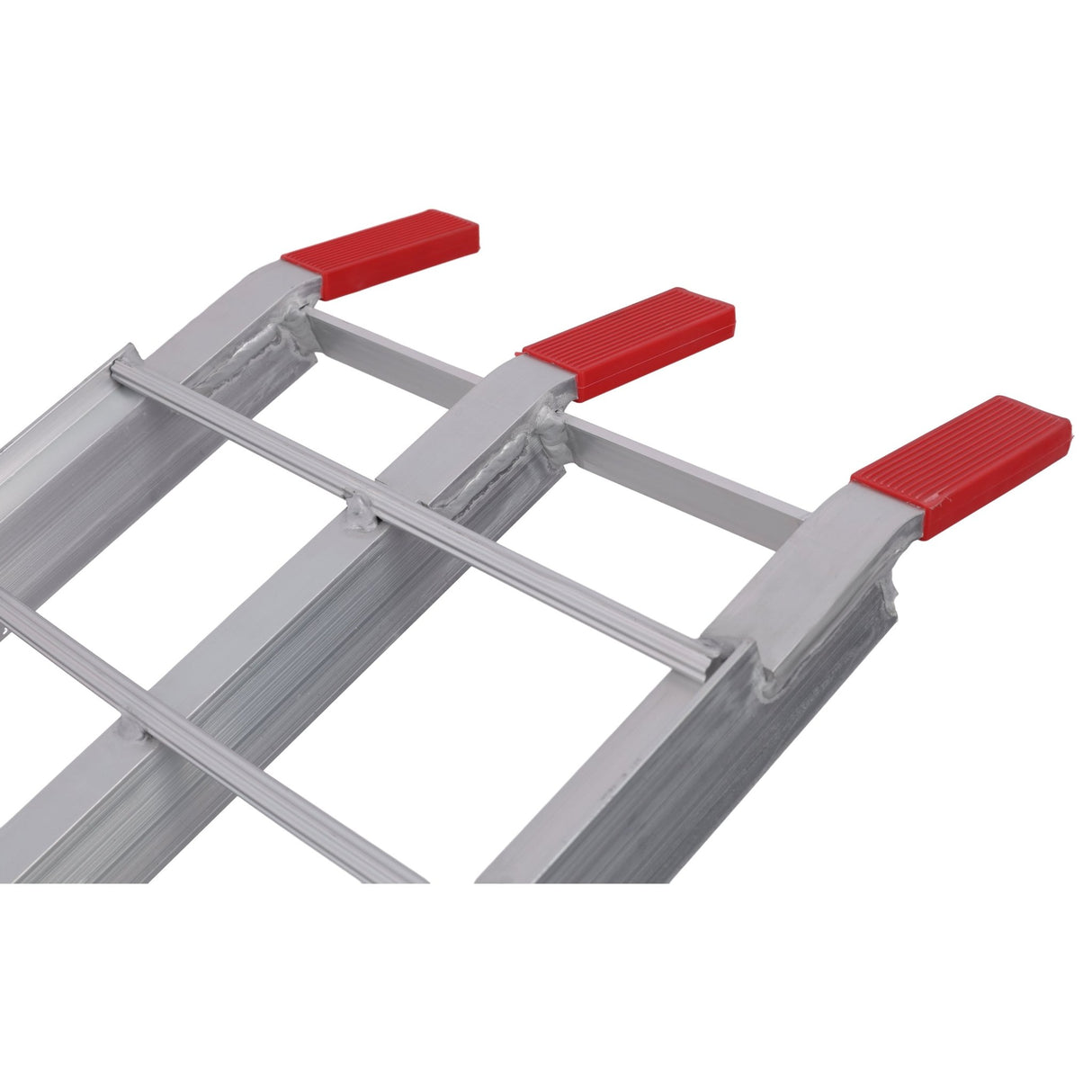 7.5FT 1 Pair Aluminum Loading Ramps with Safety Straps 1500 Lbs Capacity Per Pair - Silver - Fab Heavy Parts