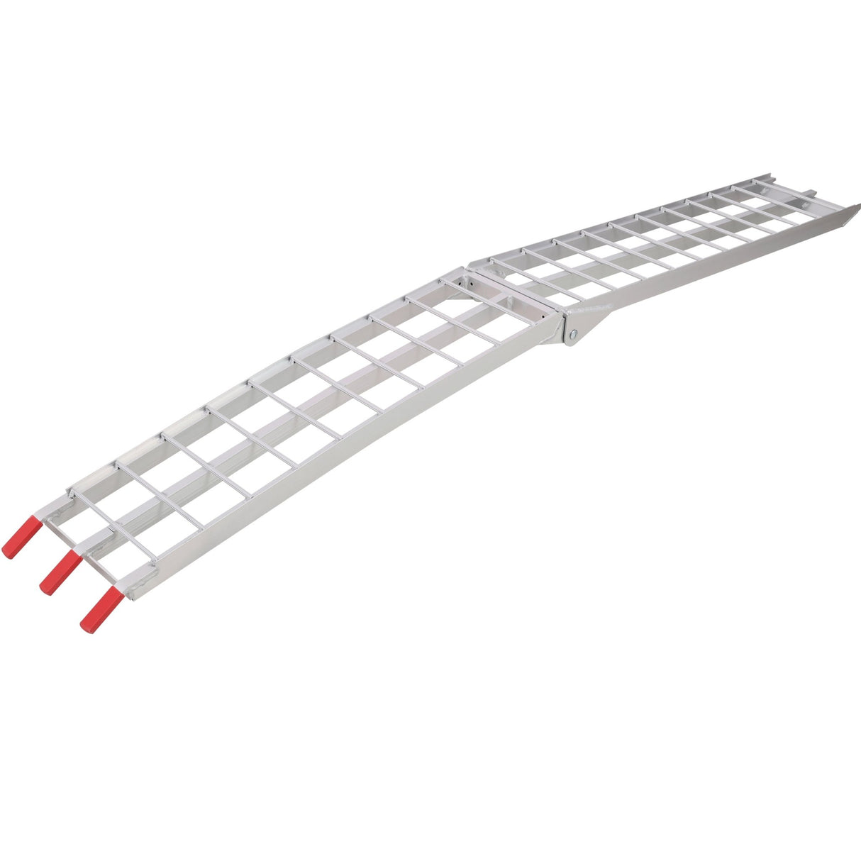 7.5FT 1 Pair Aluminum Loading Ramps with Safety Straps 1500 Lbs Capacity Per Pair - Silver - Fab Heavy Parts