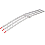 7.5FT 1 Pair Aluminum Loading Ramps with Safety Straps 1500 Lbs Capacity Per Pair - Silver - Fab Heavy Parts