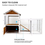 77" Large Wooden Chicken Coop with Nest Box Waterproof PVC Board - Yellow Brown - Fab Heavy Parts