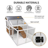 77" Large Wooden Chicken Coop with Nest Box Waterproof PVC Board - Yellow Brown - Fab Heavy Parts