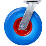 4PCS 10IN X-Large Flat Free Caster Wheel (2PCS Swivel+2PCS Rigid) Swivel Plate Steel Hub with Ball Bearings 5/8-Inch Bore Centered Axle Blue