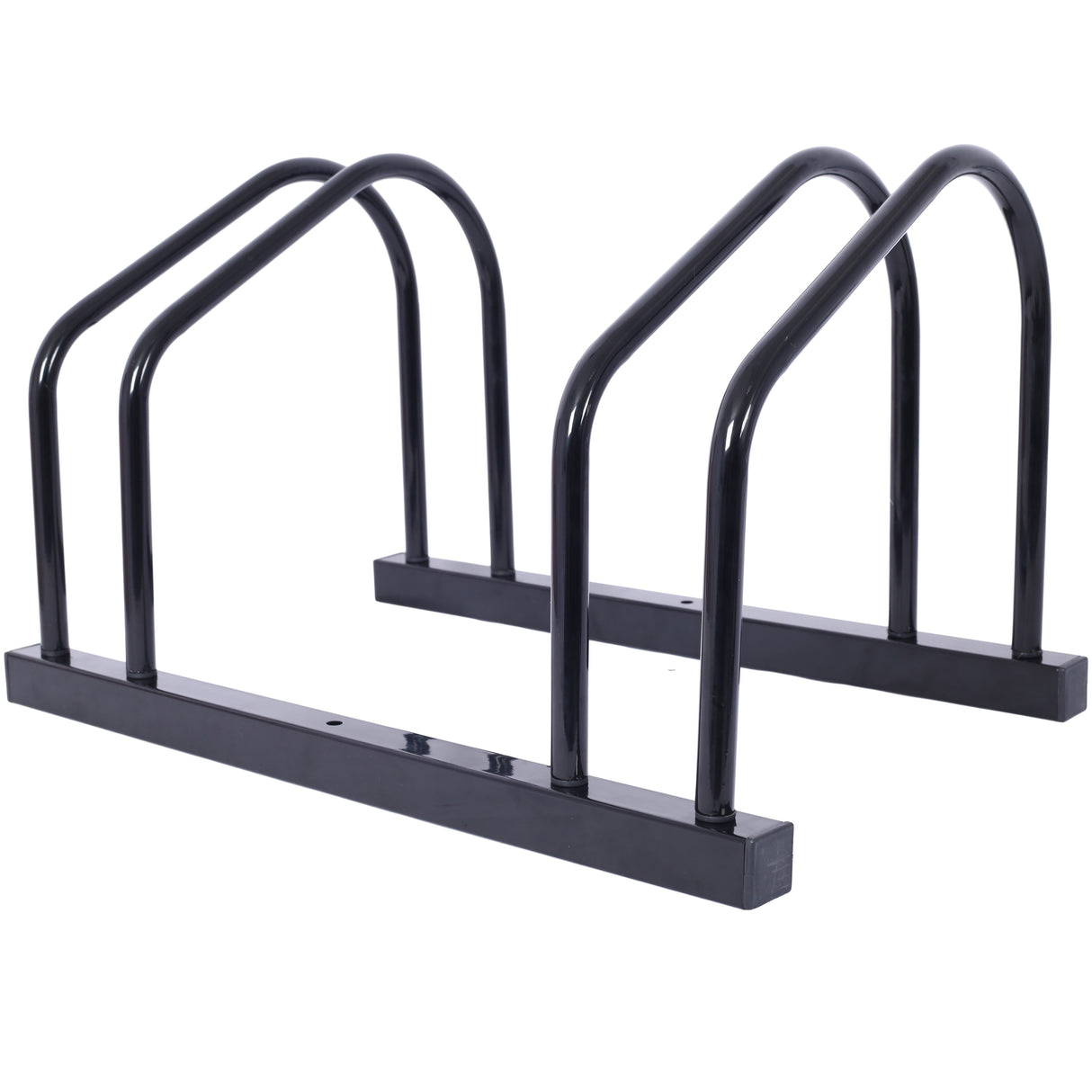 2 Bikes Floor Bike Stand Parking Rack 22-28" Wheel Max Tire Width 2.15" Black Painted