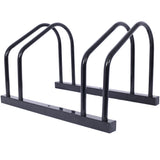 2 Bikes Floor Bike Stand Parking Rack 22-28" Wheel Max Tire Width 2.15" Black Painted