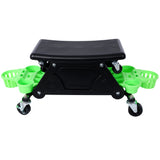 Roller Mechanic Detailing Creeper Utility Seat Stool with Wheels Removable Tool Trays Drawer 300 Lbs Capacity--Green