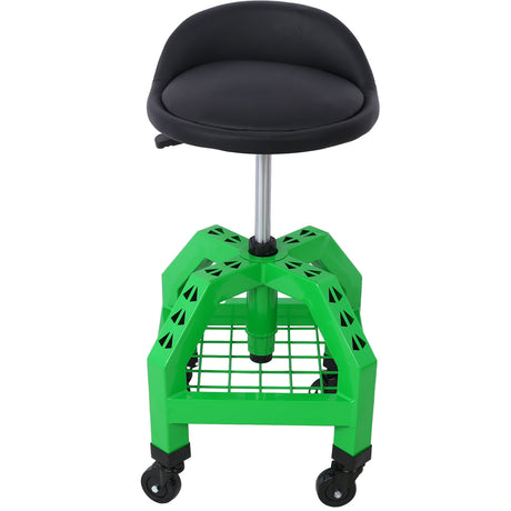 Pneumatic 360 Degree Swivel Stool Rolling Creeper Seat Heavy Duty with Casters 300 lbs Capacity--Green