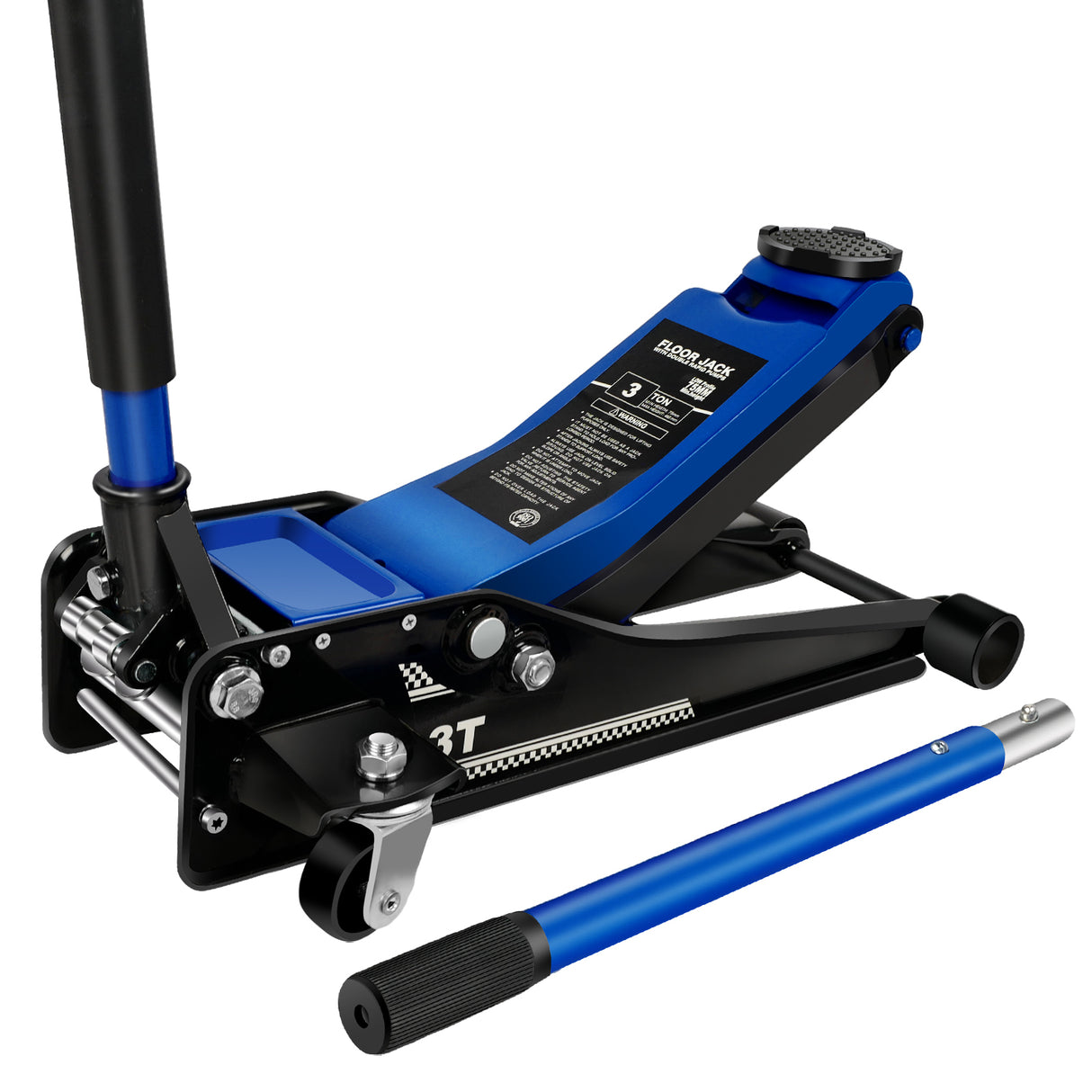 3 Ton 6600lbs Low Profile Floor Jack Dual Piston Quick Lift Pump Lifting Range 75mm/2.95"-460mm/18.11"--Blue