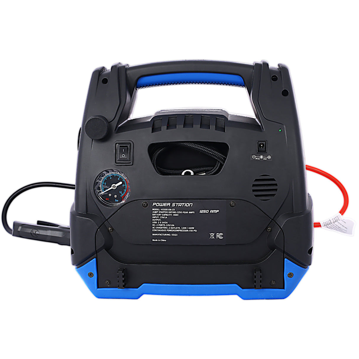 Rechargeable Jump Starter 1800 Amps with Air Compressor 12V DC USB Power Station