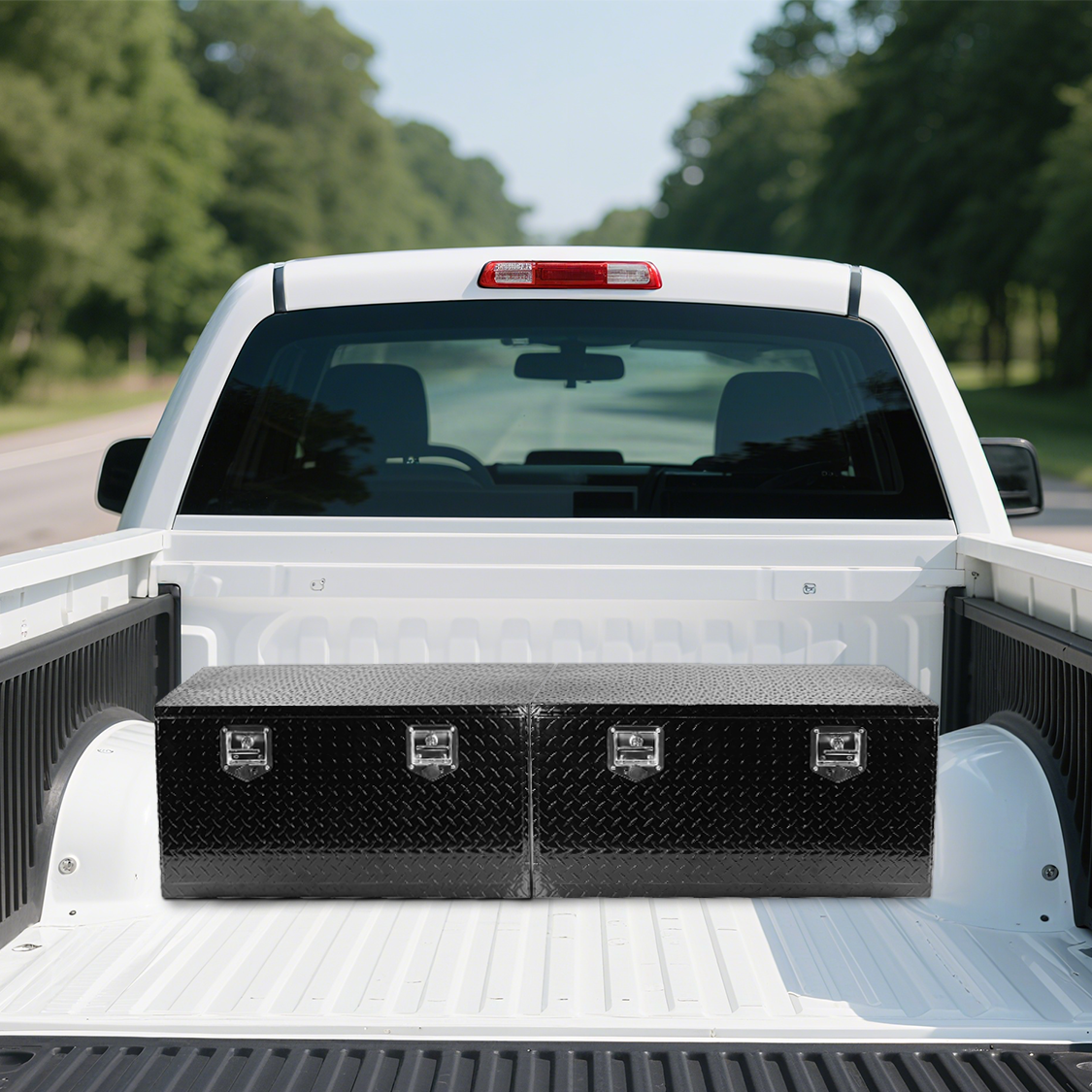 36 Inch Truck Tool Box 36"×17"×18" Heavy Duty Black Aluminum Tread Tool Box na may Locks T-Handle Latch Key