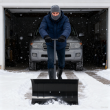 Snow Shovel Pusher with Wheels Cushioned Adjustable Angle Handle Removal Tool 29" Blade 10" Wheels Black