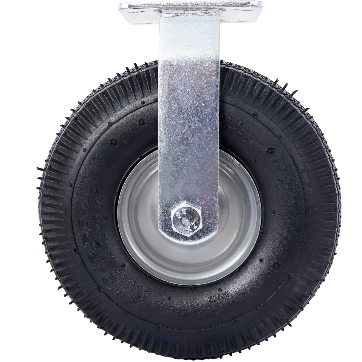 4PCS 10IN Pneumatic Tire(2PCS Swivel +2PCS Rigid) Caster Wheel Swivel Plate Steel Hub with Ball Bearings 5/8-Inch Bore Centered Axle Black