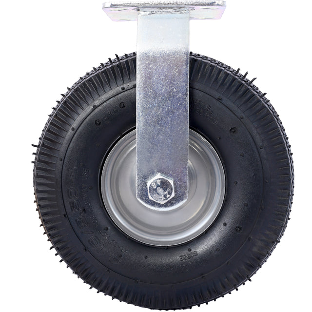 4PCS 10IN Pneumatic Tire(2PCS Swivel +2PCS Rigid) Caster Wheel Swivel Plate Steel Hub with Ball Bearings 5/8-Inch Bore Centered Axle Black