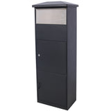Large Package Delivery Parcel Mail Drop Box Floor Lockable Drop Slot Mail Box with Parcel Compartment--Black