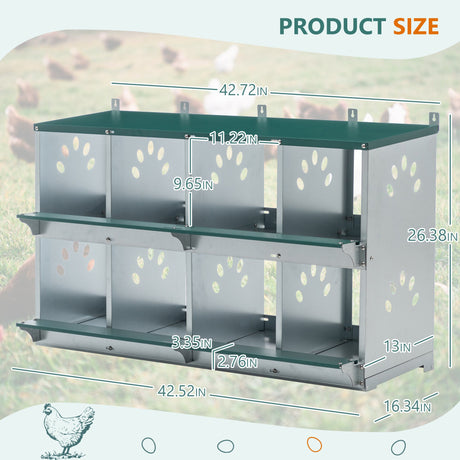 8 Compartment Chicken Nesting Boxes Metal Poultry Wall Mount Large Vented Holes - Fab Heavy Parts