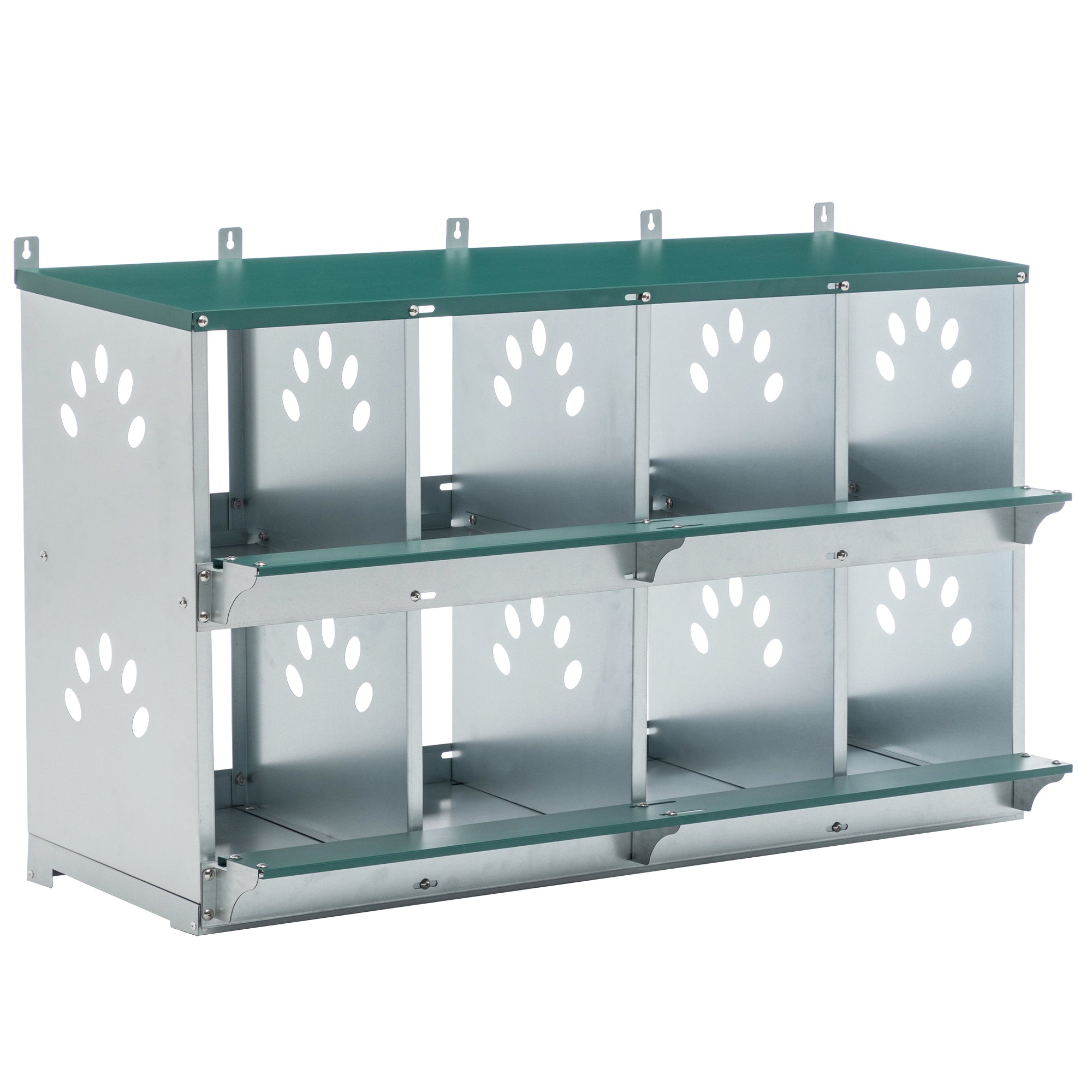 8 Compartment Chicken Nesting Boxes Metal Poultry Wall Mount Large Vented Holes - Fab Heavy Parts