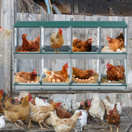 8 Compartment Chicken Nesting Boxes Metal Poultry Wall Mount Large Vented Holes - Fab Heavy Parts