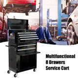 8 - Drawer Tool Storage Cabinet High Capacity Rolling Chest with Wheels and Drawers Black - Fab Heavy Parts