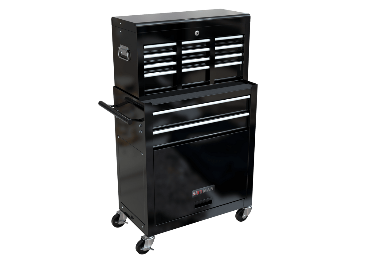 8 - Drawer Tool Storage Cabinet High Capacity Rolling Chest with Wheels and Drawers Black - Fab Heavy Parts