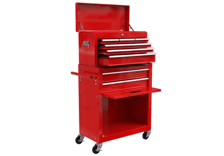 8 - Drawer Tool Storage Cabinet High Capacity Rolling Chest with Wheels and Drawers Red - Fab Heavy Parts