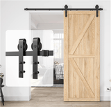 8 FT Double Sliding Barn Door Track and Handle Hardware Kit Basic J Pulley Easy Install 8FT Track Kit for 20'~24' Wide Double Door - Fab Heavy Parts