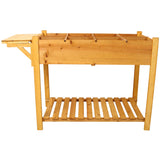 8 Pockets Horticulture Raised Garden Bed Elevated Wood Planter Box Stand with Foldable Side Table and Storage Shelf for Herb/Vegetables/Flowers - Brown - Fab Heavy Parts