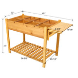 8 Pockets Horticulture Raised Garden Bed Elevated Wood Planter Box Stand with Foldable Side Table and Storage Shelf for Herb/Vegetables/Flowers - Brown - Fab Heavy Parts