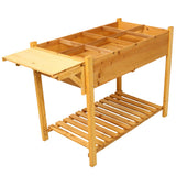 8 Pockets Horticulture Raised Garden Bed Elevated Wood Planter Box Stand with Foldable Side Table and Storage Shelf for Herb/Vegetables/Flowers - Brown - Fab Heavy Parts