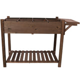 8 Pockets Horticulture Raised Garden Bed Elevated Wood Planter Box Stand with Foldable Side Table and Storage Shelf for Herb/Vegetables/Flowers - Dark Brown Color - Fab Heavy Parts