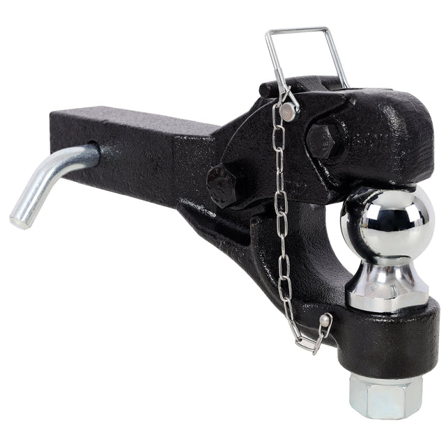 8 Ton 16000 LBS Pintle Hook 2 Inch Pintle Hitch Receiver with 2 Inch Trailer Bal Fits 2.5 to 3-inch Lunette Ring for Trailers - Fab Heavy Parts