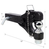 8 Ton 16000 LBS Pintle Hook 2 Inch Pintle Hitch Receiver with 2 Inch Trailer Bal Fits 2.5 to 3-inch Lunette Ring for Trailers - Fab Heavy Parts