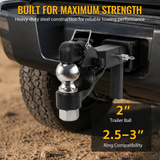 8 Ton 16000 LBS Pintle Hook 2 Inch Pintle Hitch Receiver with 2 Inch Trailer Bal Fits 2.5 to 3-inch Lunette Ring for Trailers - Fab Heavy Parts