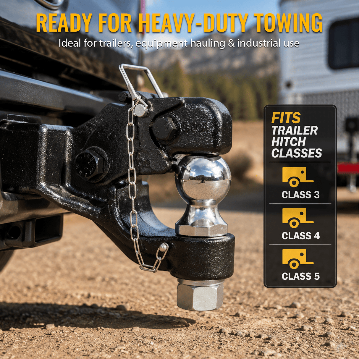 8 Ton 16000 LBS Pintle Hook 2 Inch Pintle Hitch Receiver with 2 Inch Trailer Bal Fits 2.5 to 3-inch Lunette Ring for Trailers - Fab Heavy Parts