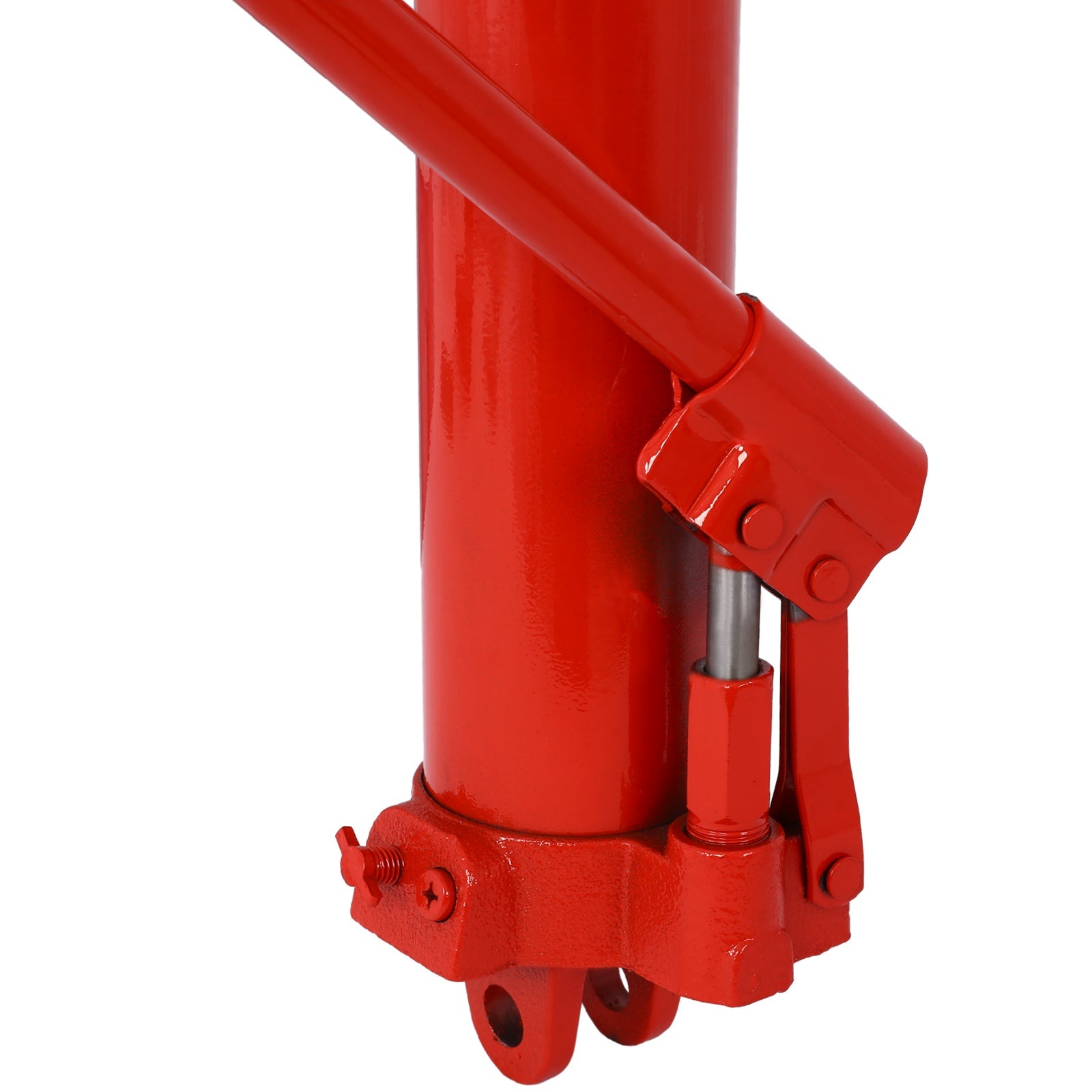 8 Ton Hydraulic Long Ram Jack with Single Piston Pump and Clevis Base - Red - Fab Heavy Parts