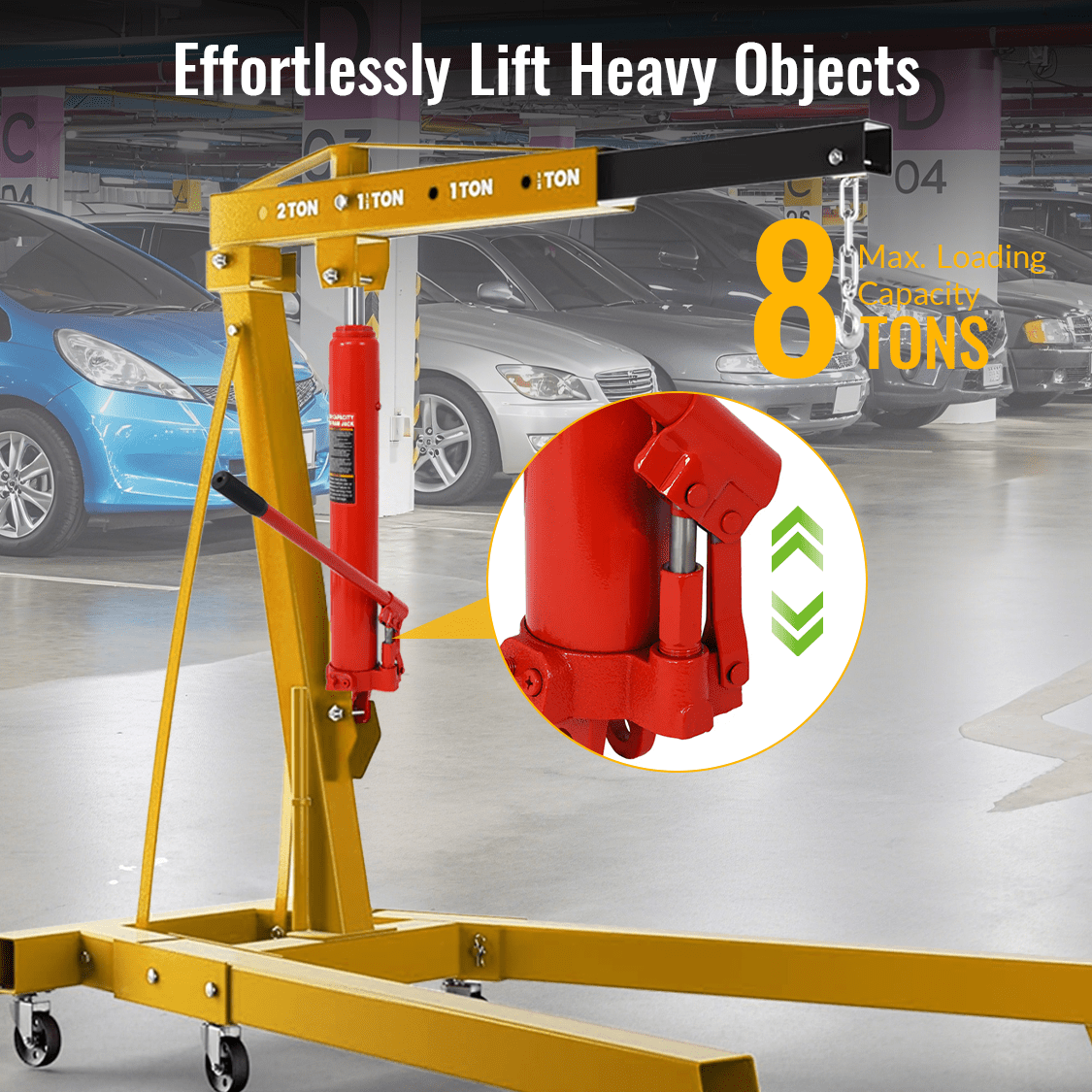 8 Ton Hydraulic Long Ram Jack with Single Piston Pump and Clevis Base - Red - Fab Heavy Parts