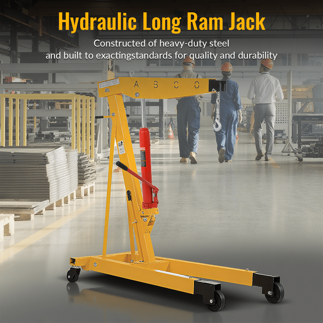 8 Ton Hydraulic Long Ram Jack with Single Piston Pump and Clevis Base - Red - Fab Heavy Parts