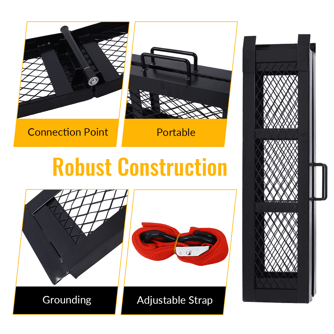 80" Steel Loading Ramp 500LBS Capacity Portable Motorcycle Folding ATV - Fab Heavy Parts