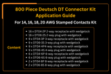 800 Piece Deutsch DT Connector Kit Stamped for 14 16 18 20 GA. WIRE - Fab Heavy Parts