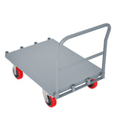 Steel Panel Truck Heavy Duty Drywall Lumber Cart Platform Flat 2000lbs 6" Swivel Brake Casters with 1 Front and 2 Side Handrails 36''x24''--Grey
