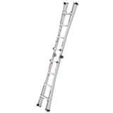 17ft Multi-Position Foldable Aluminum Ladder A-Frame and Straight Ladder ANSI 250lbs--Grey