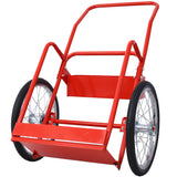 Large Dual Oxygen Tank Cart Dolly with Double Cylinder 20" Pneumatic Wheels Two Fastening Belts--Red
