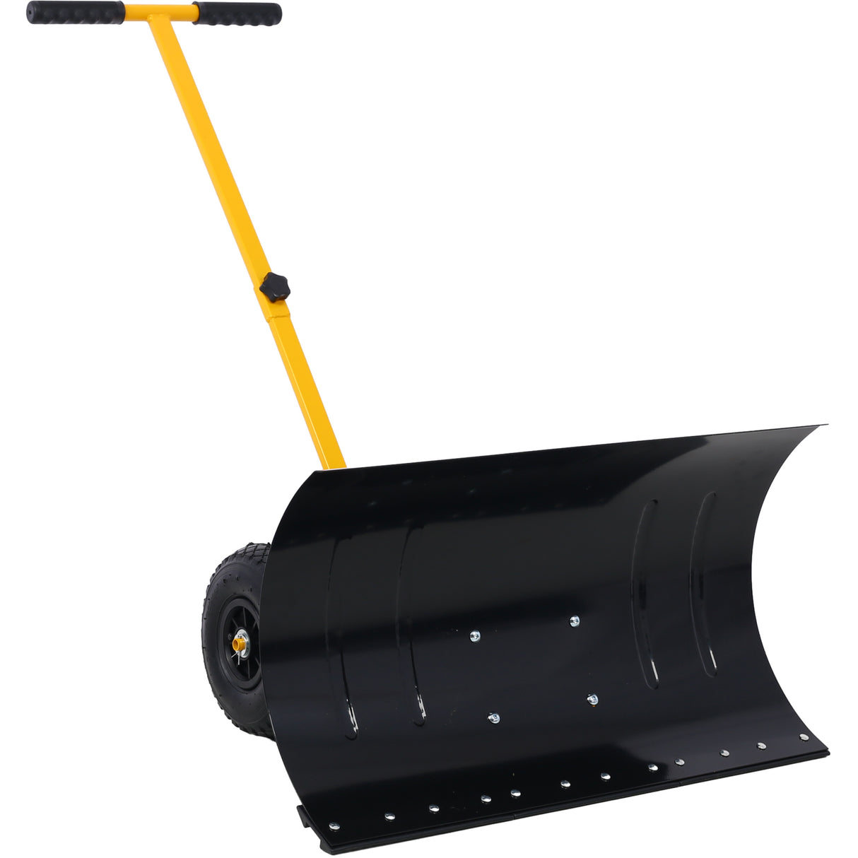 Snow Shovel with Wheels Cushioned Adjustable Angle Handle 29" Blade 10" Wheels--Yellow